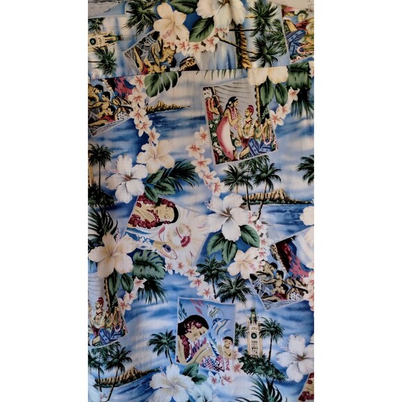 Howie Hawaiian Shirt Aloha Made In Hawaii Luau Cotton Blend Sz L Surf Hibiscus - Picture 6 of 7